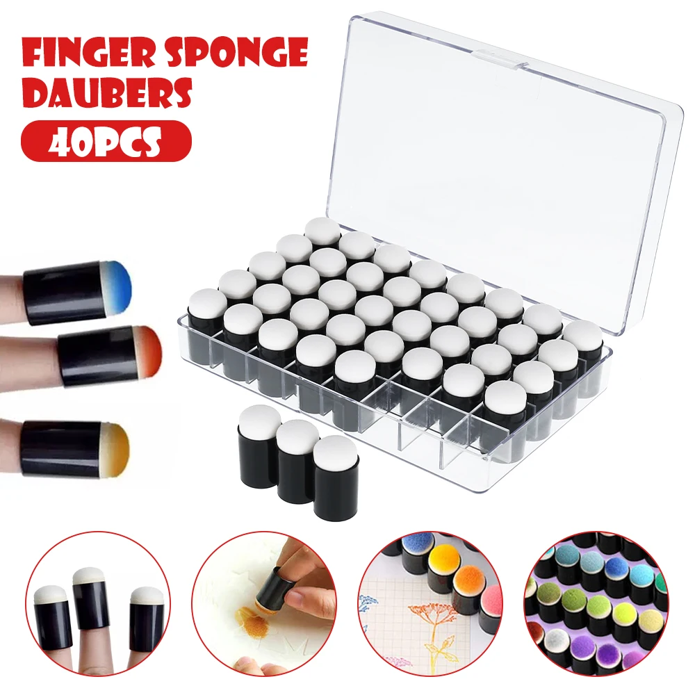 

40Pcs/Set Child Finger Sponge Daubers Paint Ink Pads Stamping Brush Handmade DIY Craft Scrapbooking Painting Making Drawing Kit