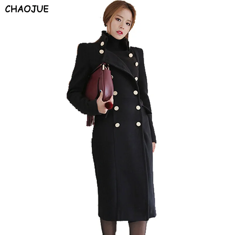 

NEW Ultra paragraph wool overcoat female 2023 handsome military slim woolen long coats for women free shipping