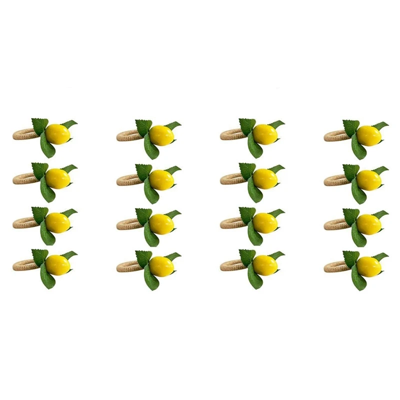 

HOT-16Pcs Simulation Lemon Plant Napkin Ring Fruit Meal Buckle Hotel Model Room Napkin Ring