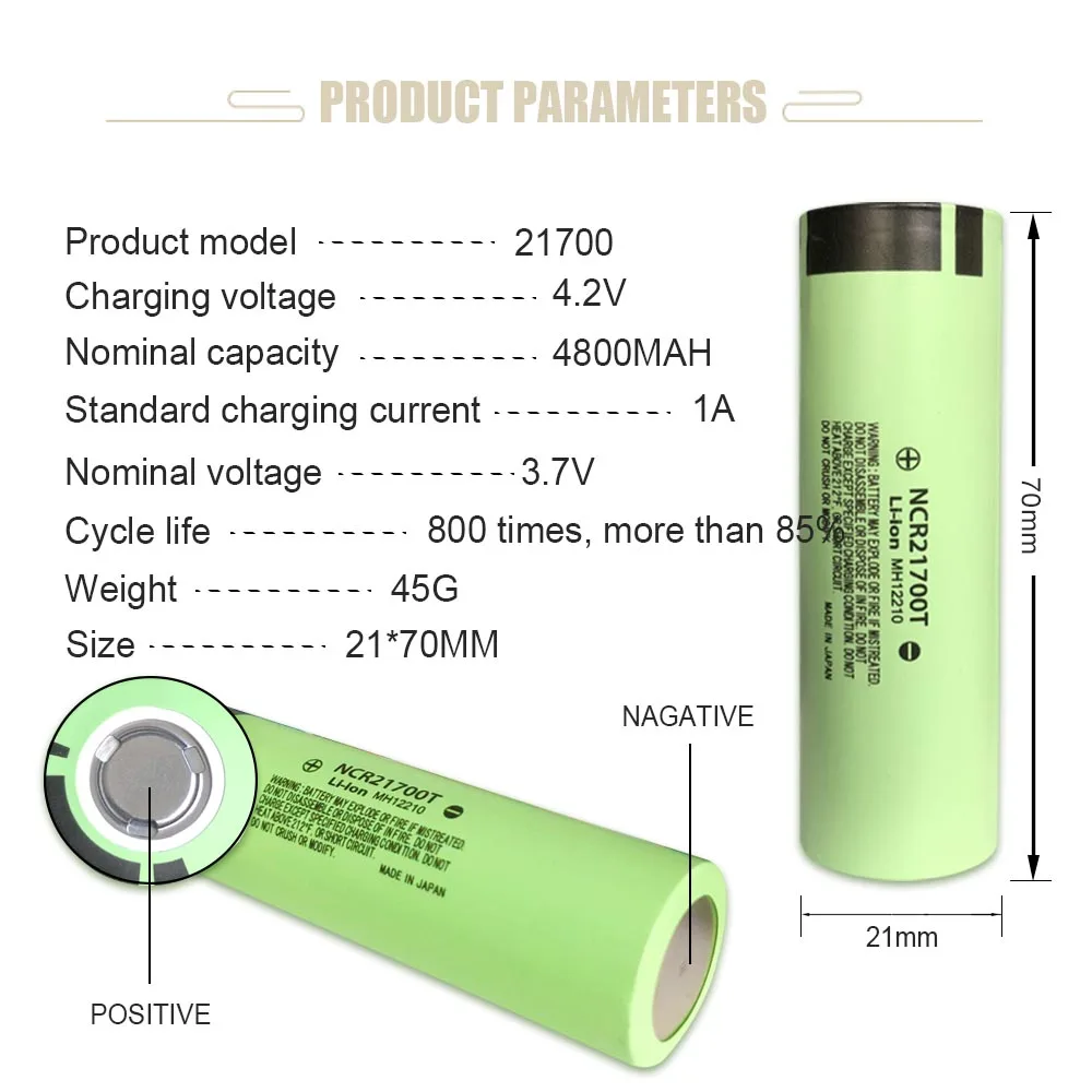 21700 NCR21700T литиевая батарея 4800mAH 3 7 V 40A с высоким током разрядки литий-ионная