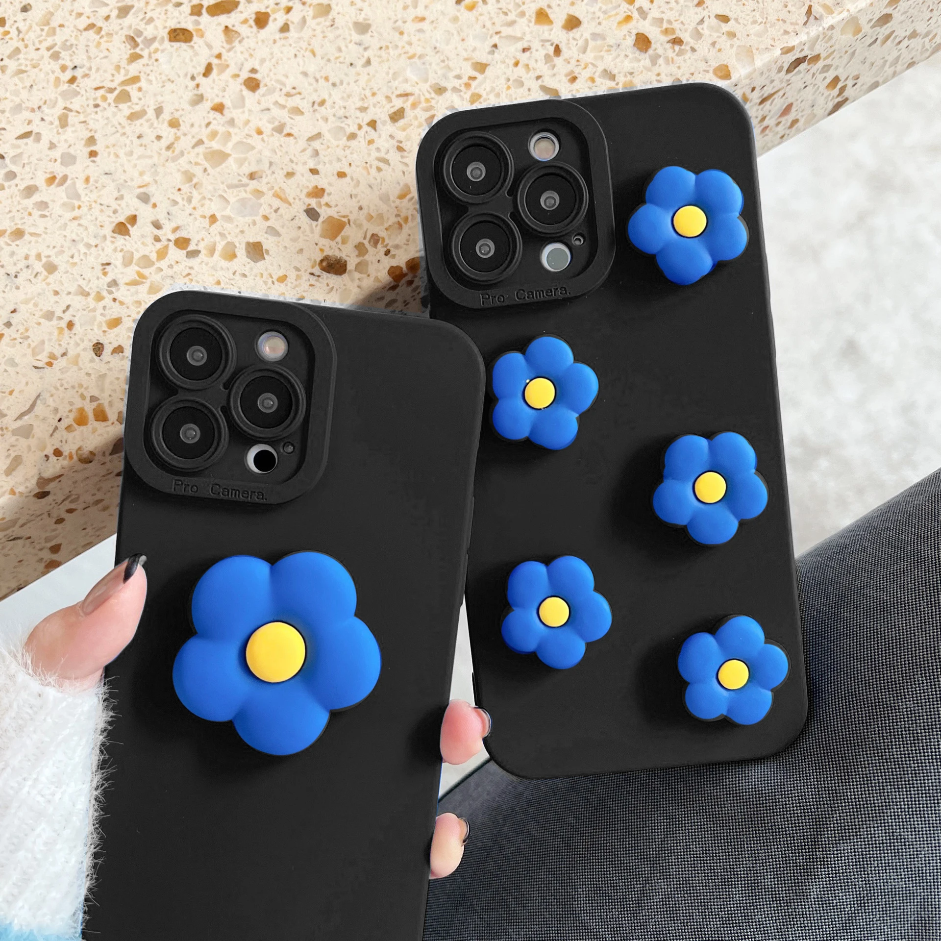 Роскошный синий однотонный 3D Цветочный Мягкий чехол для Google Pixel 9 Pro 8A 7A 6A 5A 4A 3A 3 XL