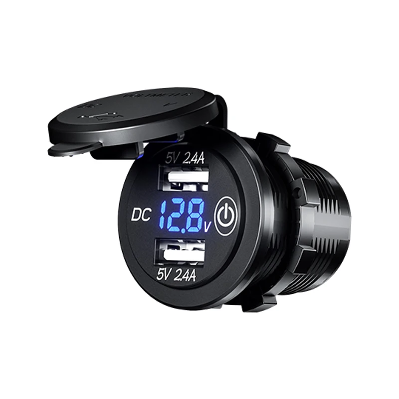 Автомобильное USB зарядное устройство измеритель напряжения переключатель
