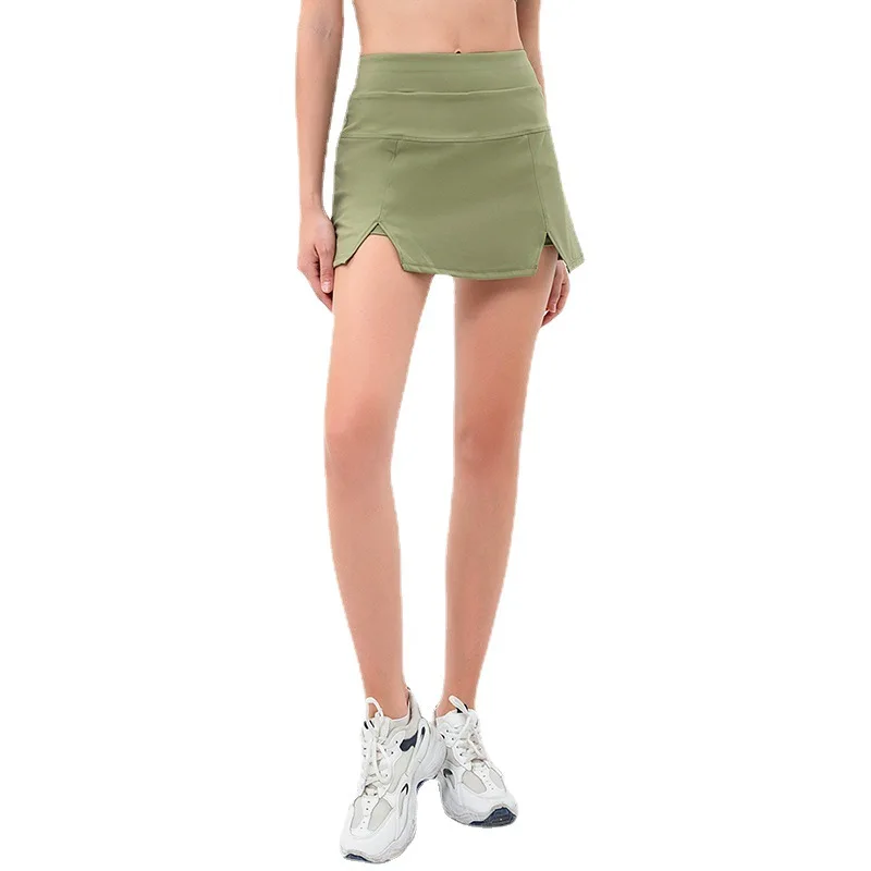 New Solid Color Women Sports Skirt Gym Yoga Golf Fitness Sexy Tennis Skirt Pocket Running Outdoor Casual Soft Breathable Comfort
