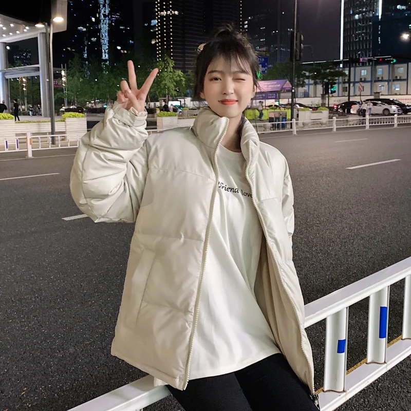 PU Leather Jacket Women Cotton Padded Coat Female Fashion Thick Warm Casual Overcoat Autumn Winter Loose Parka Outwear Vintage