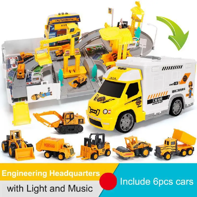 

Parking lot with Light Music Assemble Container Truck Track Toy for Kids Gift NEW 2in1 Railway Racing Tracks Electric Car Toys