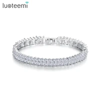 luoteemi fashion luxury sparkling high quality clear cubic zirconia bracelets for women bridal wedding chic shinning aceesoories
