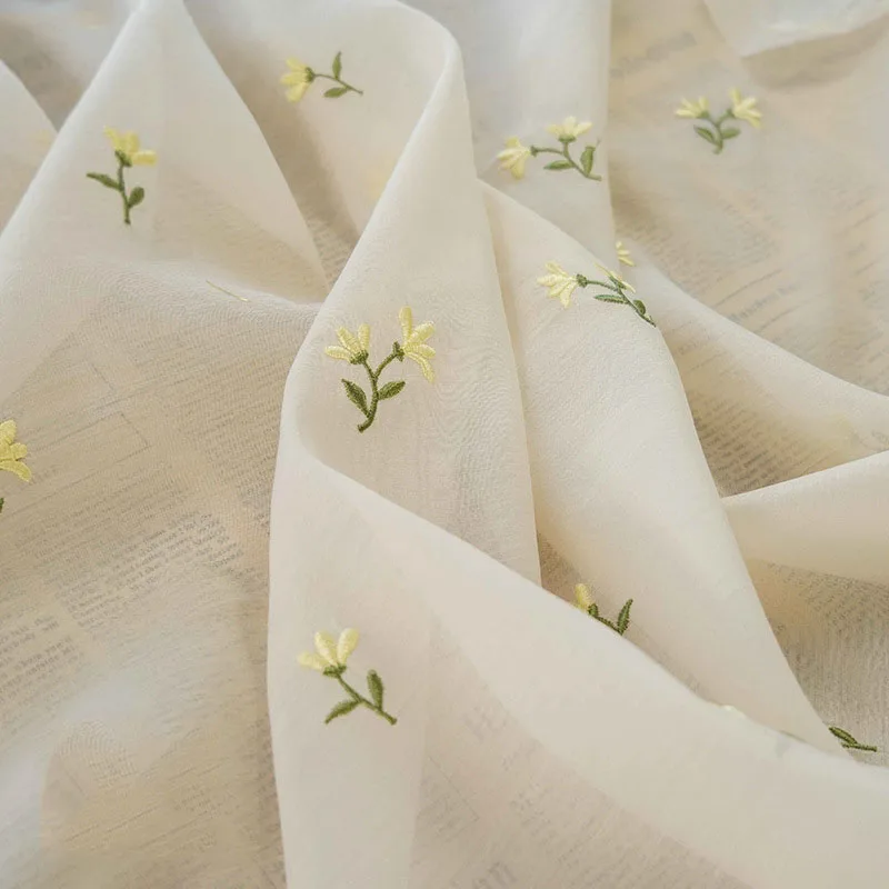 

Cream Color Soft Embroidered Flower Lace Fabric for Wedding Dress Spring Summer Clothing Sling Skirt Designer Fabric