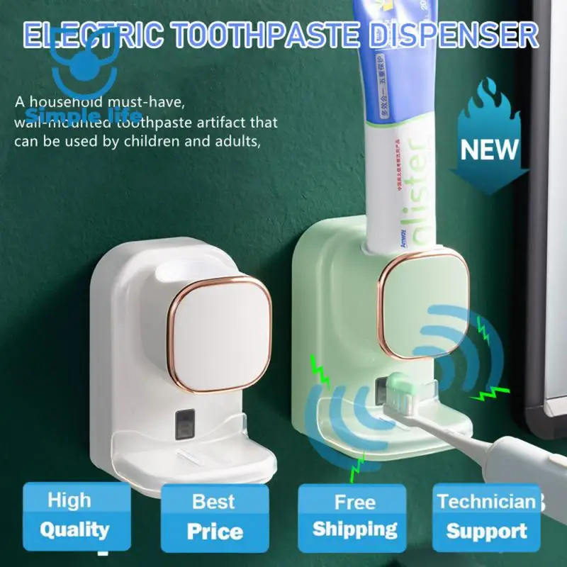 

Выжималка для зубной пасты, Белый настенный автоматический индукционный полностью автоматический стеллаж для зубных щеток, силиконовая перезаряжаемая