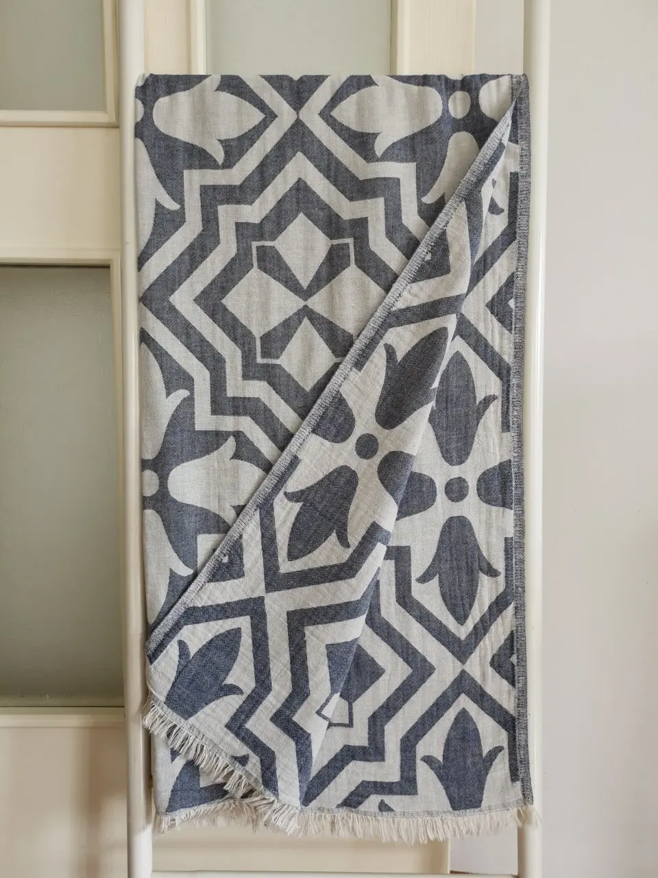 

Double Layer Print Bath Peştemali Bath Towel Beach Sauna Spa Shower 95x175 Peshtemal Dark Mavi