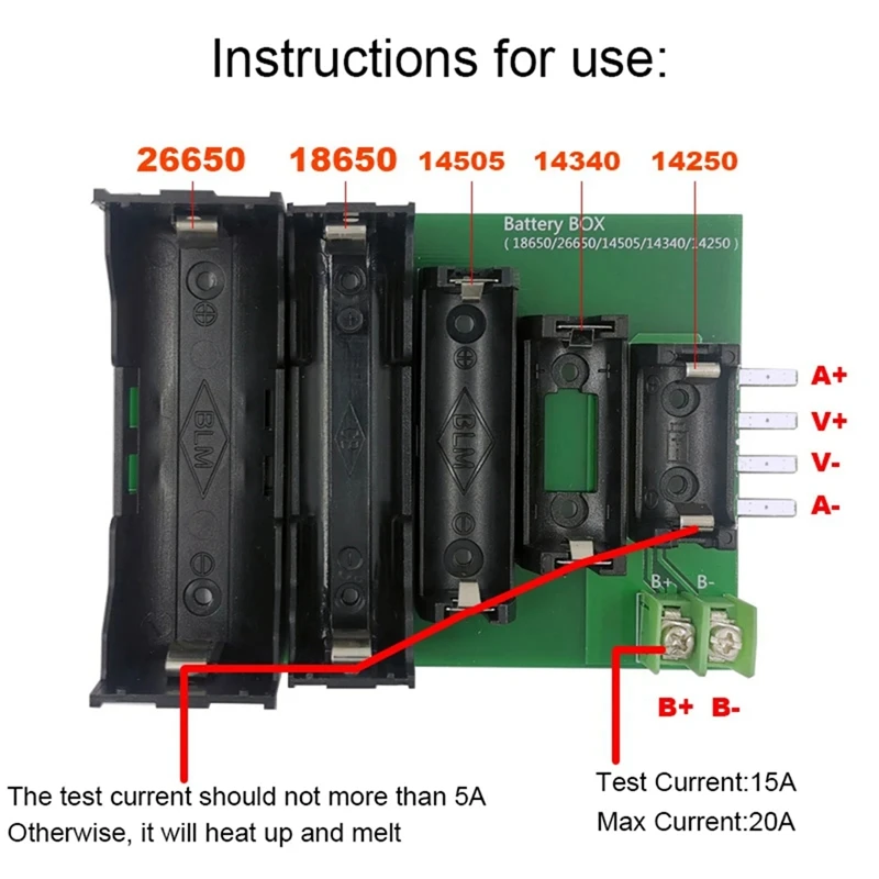 Внешняя аккумуляторная батарея 4 и 2-проводная клемма 18650 26650 14505 14340 1425 футляр для
