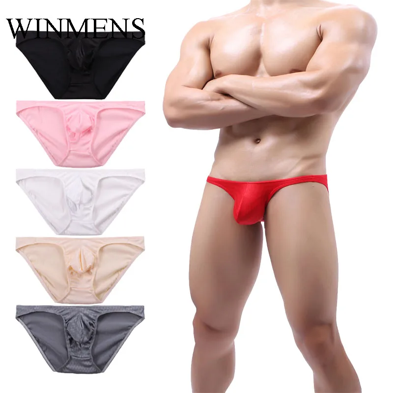 

5 Pcs/Lot Men's Panties Gay Sexy Briefs Underwear Jacquard Weave Silky G Strings Underpants Bulge Pouch Jockstrap Sissy Lingerie