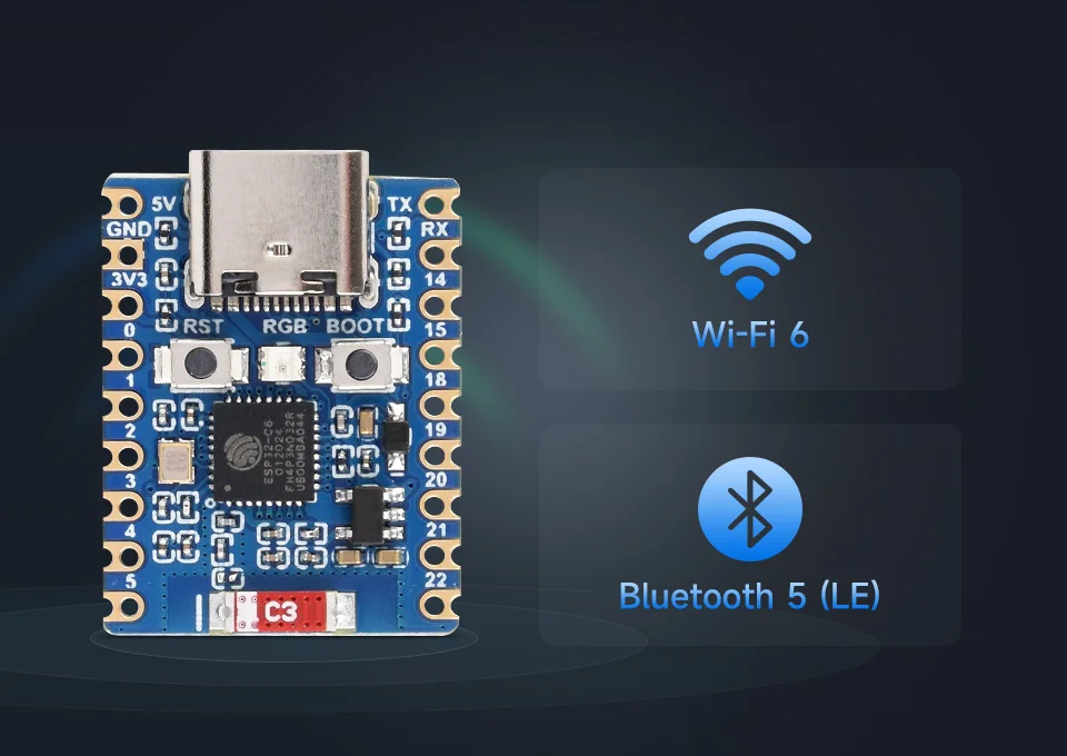 ESP32-C6-Zero-M с головкой двумя процессорами частотой 160 МГц 2 4 ГГц Wi-Fi 6 и Bluetooth 5