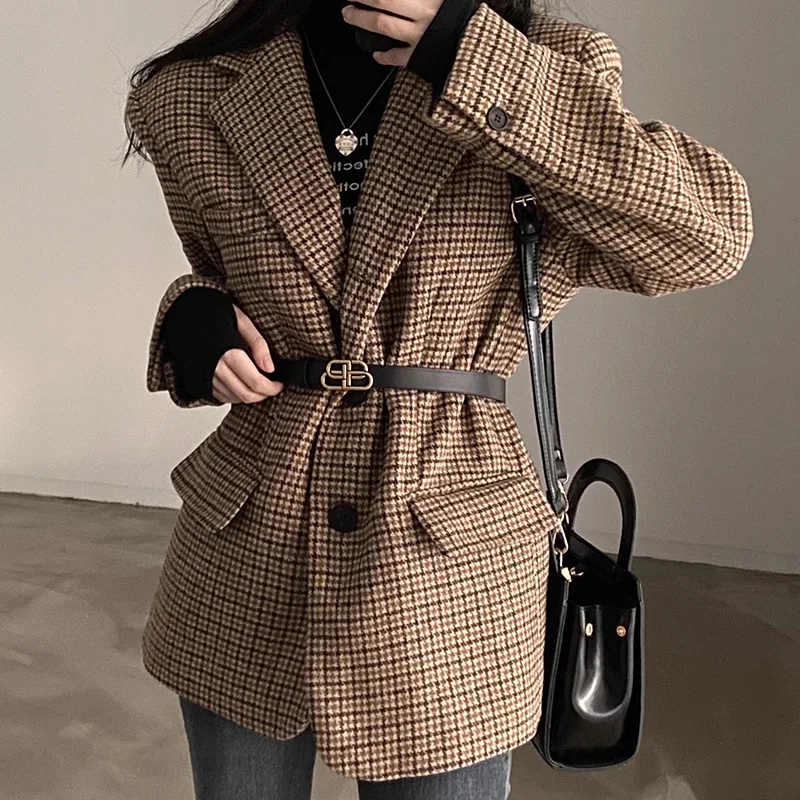 Neploe корейский шикарный винтажный стиль костюм воротник контрастные куртки в