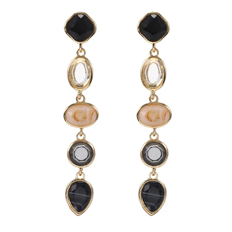 Модные геометрические акриловые серьги из сплава с бриллиантами напрямую от