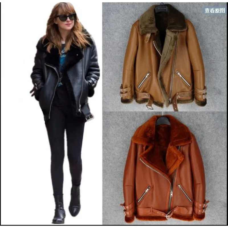 

Бесплатная доставка. Новинка 2019. Гарантия, мотоциклетная куртка из натуральной кожи, зимнее теплое Женское пальто из овчины 100%, уличные мехо...