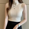 Solid Slim Thin Sleeveless Sweater High Neck Shirt for Women 4