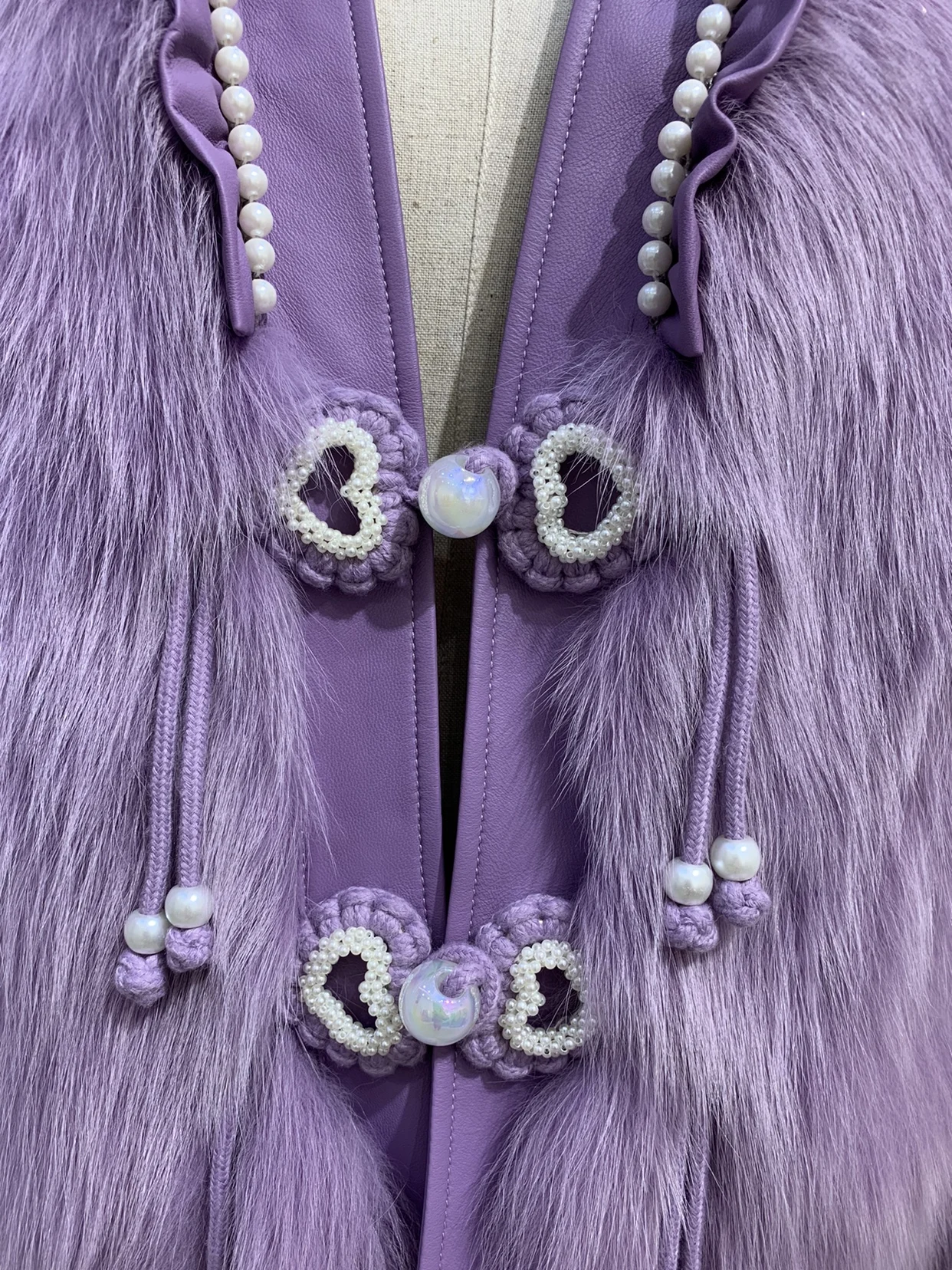 Purple Pearls Fox Fur Coat Women Luxury 2023 Winter New Trendy High-end Pearl Buckle Fur Integrated Leather Fur Coats for Women