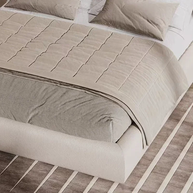 Современная кровать размера «queen-size» Cream Wind Pebble VAO, минималистичная дизайнерская кровать размера «queen-size», мягкая сумка для спальни из флиса ягненка (art.: 3920d276ca516) - 3920d276ca516