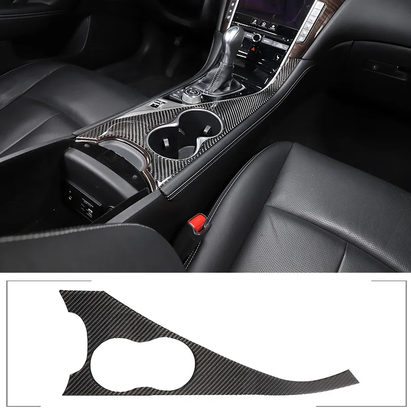 

For Infiniti Q50 2015-2022 soft carbon fiber car central control cup holder panel decorative sticker interior accessories