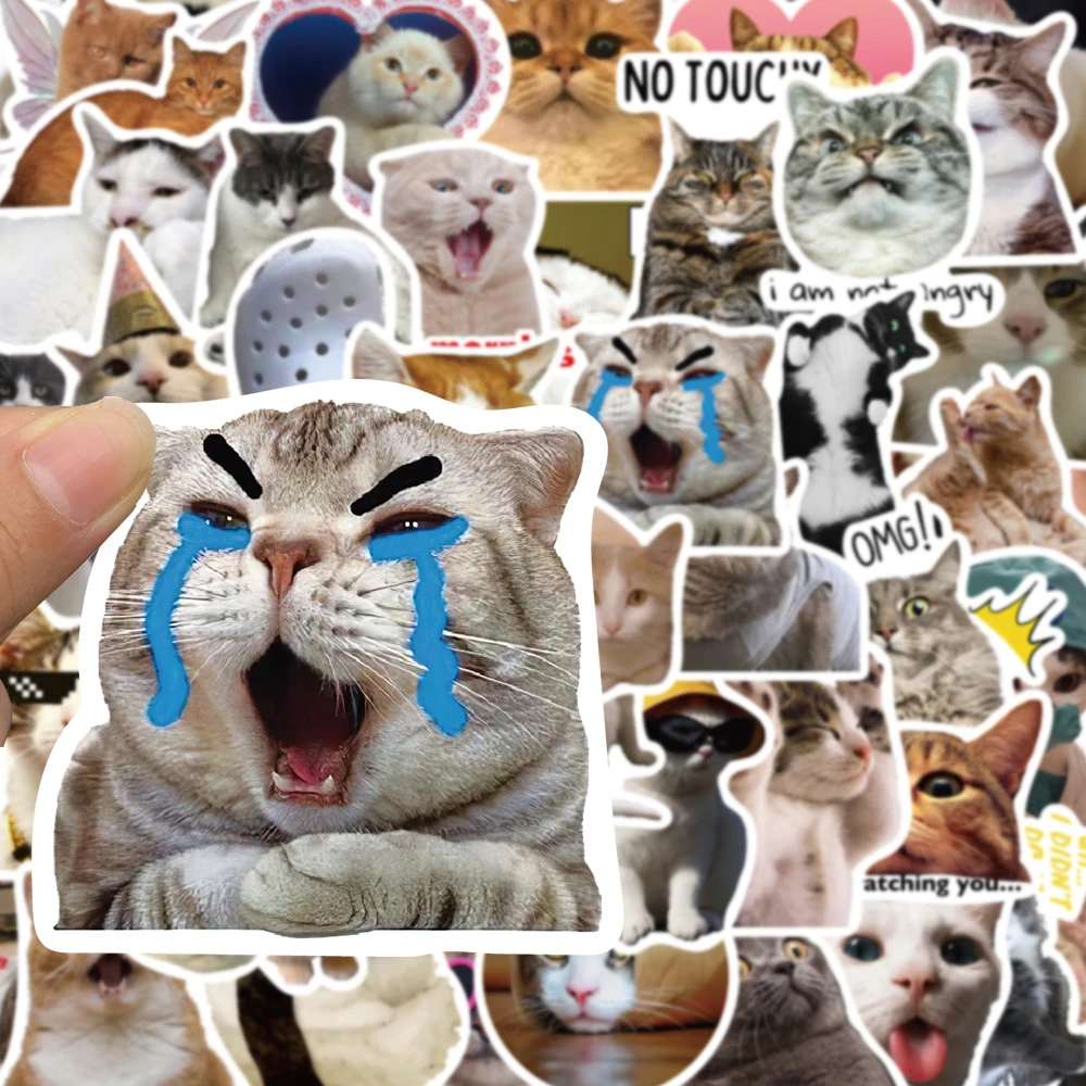 

10/30/50pcs Spoof Cats Meme Stickers Kawaii Animal Cartoon Sticker Skateboard Phone Notebook Guitar Toys Decals Fun for Kids