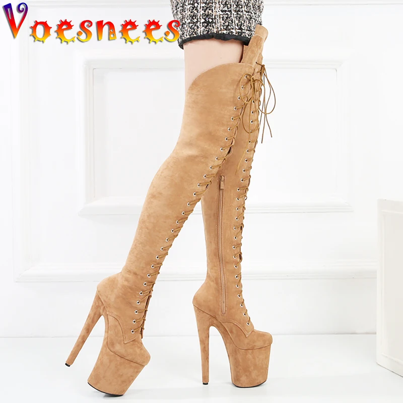 Женские сапоги модель подиума обувь 20 см замшевые высокие Hate Sky модные выше