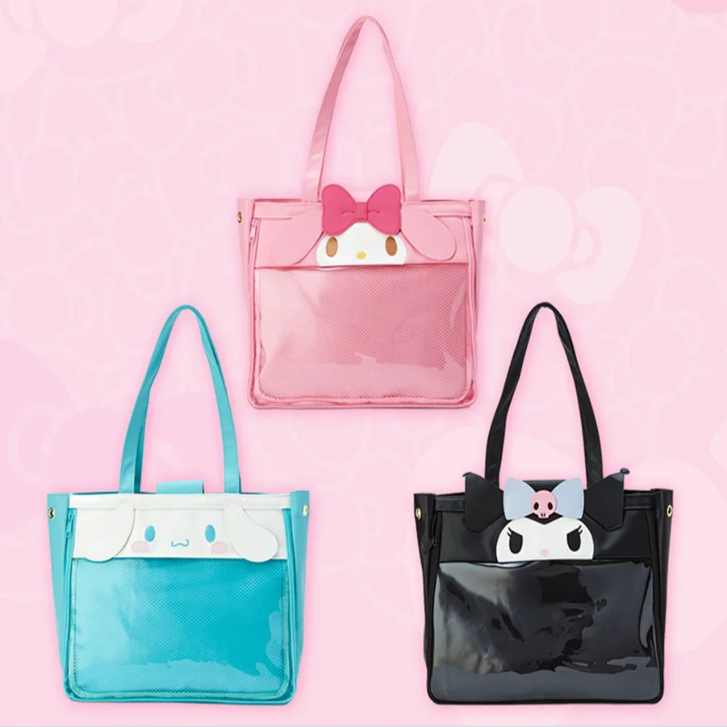 

Новая сумка Sanrio Mymelody Cinnamoroll Kuromi, мультяшная Повседневная простая женская сумка из искусственной кожи, вместительная сумка через плечо для п...