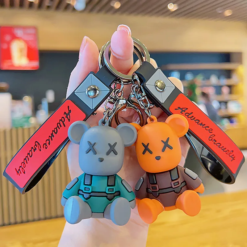 

Fashion Bear Pendant Keychain Cute Point Sitting Animal Doll Keyring Trend Men's Car Key Chain Women's Handbag Accessories Gifts