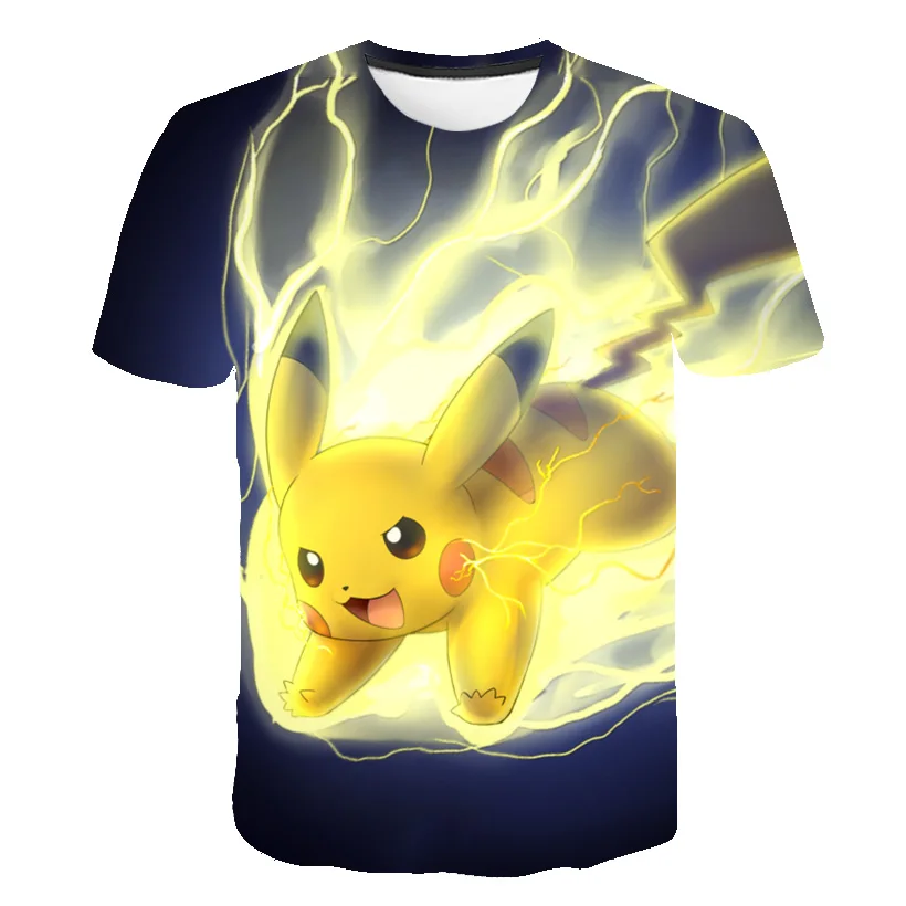 Pokemon Series Printed T-shirt Boys and Girls 3D Summer Casual Short Sleeve Children's Role Playing 4-14 Years Old |