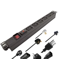pdu c19 power strip with overload protector 6 ways socket outlet extension cord with circuit breaker switche