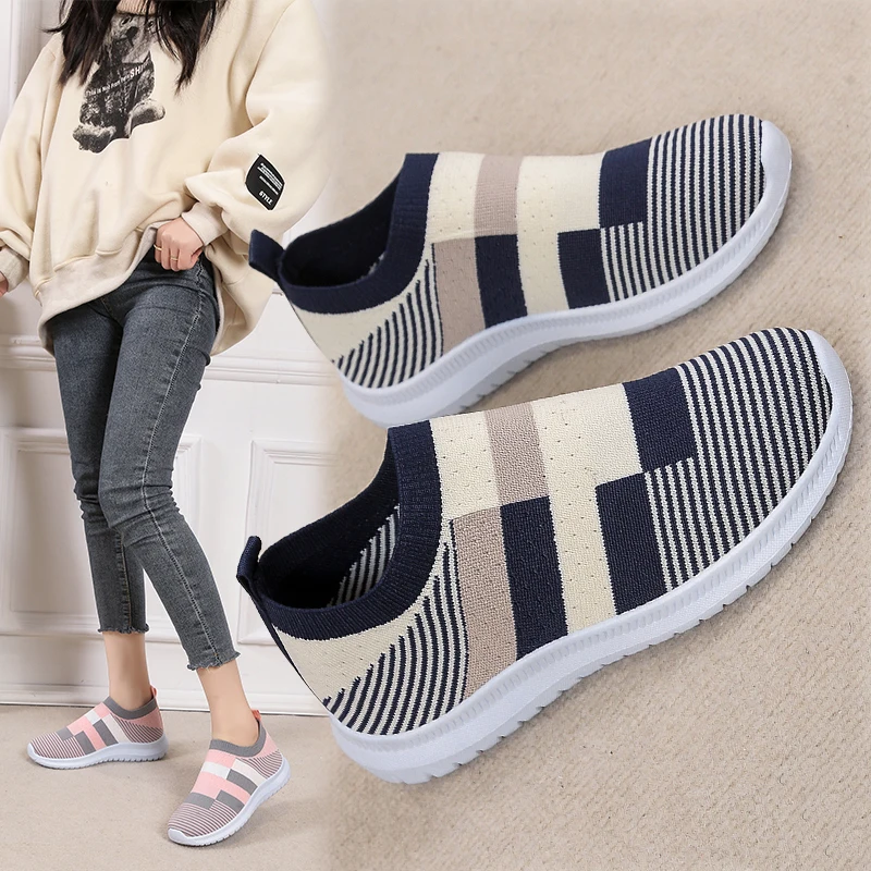 

Summer Women's Sneakers Tennis Jogging Flat Casual Mesh Comfortable Barefoot Slip-On Apartment 365 Office 2022 New Free Shipping