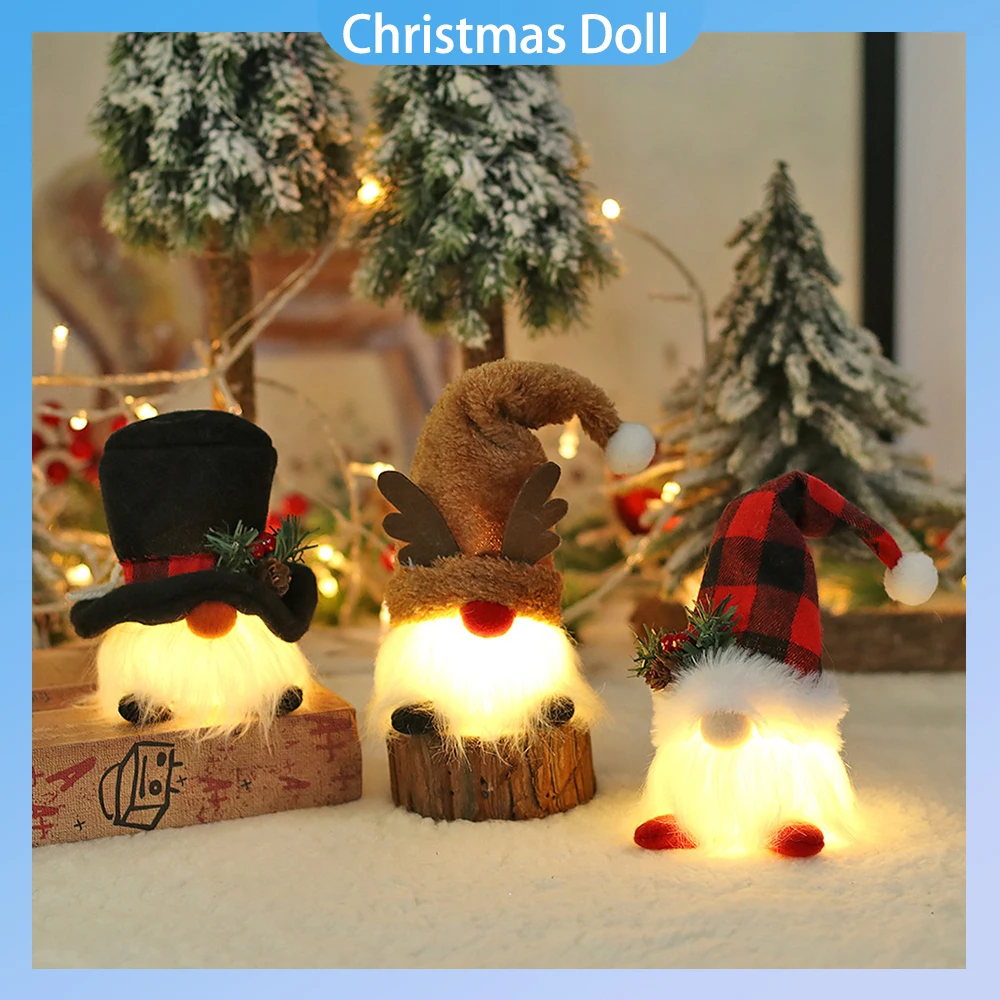 

Рождественские украшения, беслицевая кукла со светодиодной подсветкой, Веселый карликовый плюшевый декор, украшение для дома с новым годом