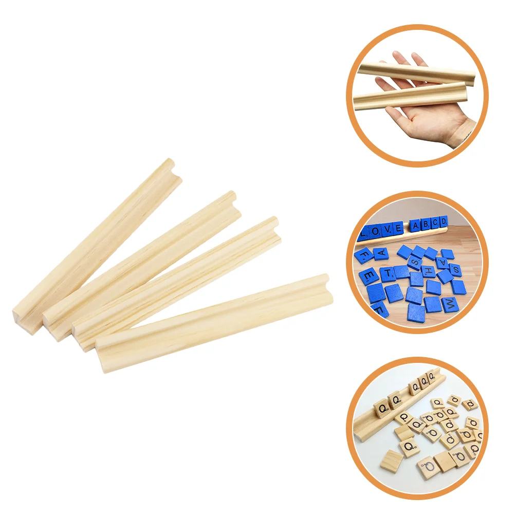 

4 Pcs Wooden Displaying Holder English Letter Bases Stand Table Top Decor Alphabet Domino Game Cards Serving Tray