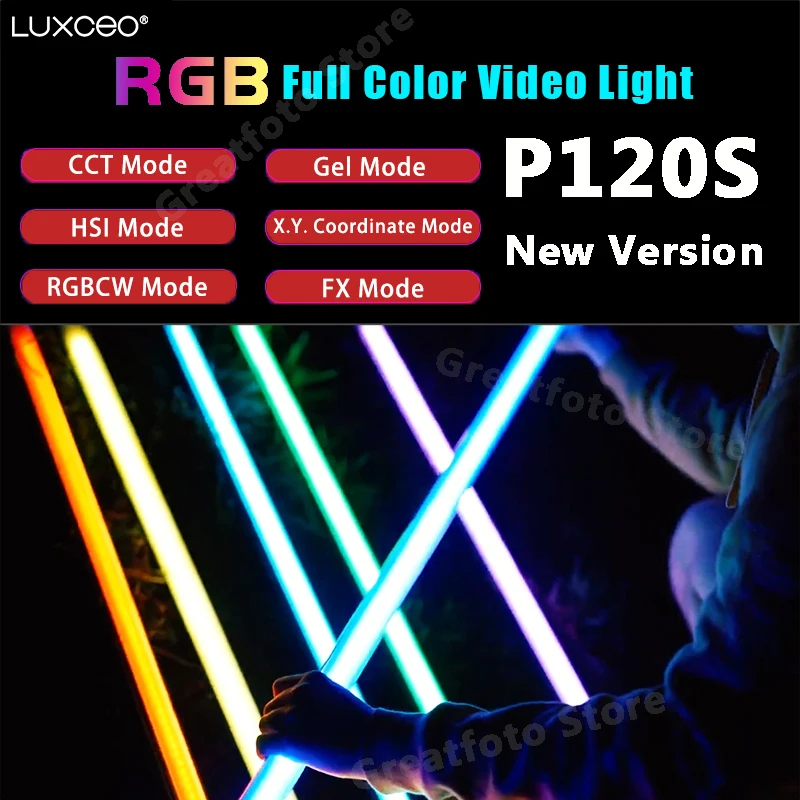 

LUXCEO P120S светодиодсветодиодный RGB лампа для видеосъемки 113 см IP68 Водонепроницаемая с управлением через приложение 3000LM 30W студийный прожектор ...