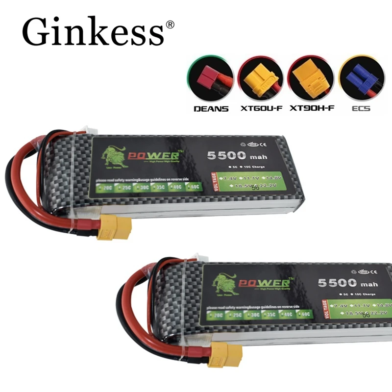 

Литий-полимерный аккумулятор 2S 7,4 в 5500 мАч, цифровой 30C EC5 XT60 Deans TRX Plug, запчасти для электронных игрушек, дрона, квадрокоптера, гоночного автом...