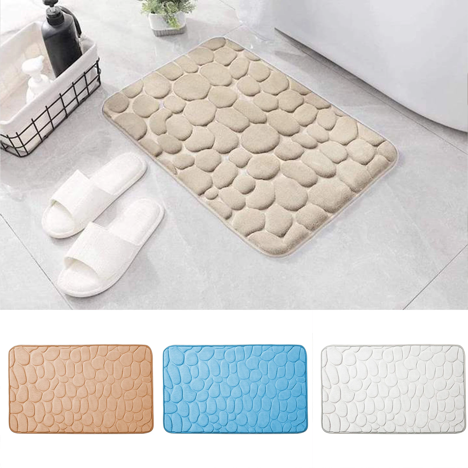 

Super Soft Pebble Mat Memory Foam Carpet Absorbent Non-Slip Carpet for Bathroom Slip-Resistant Thickened Entrance Door Mat