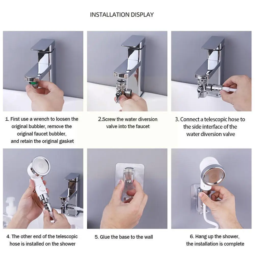 

3 Modes Adjustable Wash Face Basin Faucet External Wash Telescopic Accessories Shower Hair Small Hand-held Nozzle Shower Ba F4t1