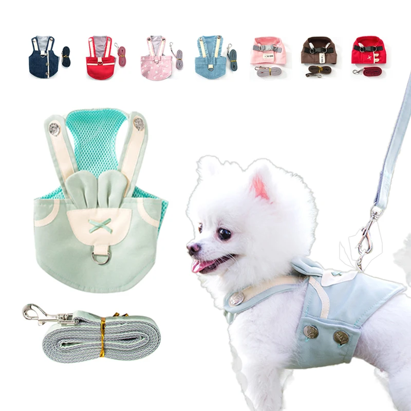 

Dog Collar Vest Harness Leash Set Cute Animal Pattern Style Beautiful Dog Skrit Dresses for Small Medium Dogs Pet Supplies
