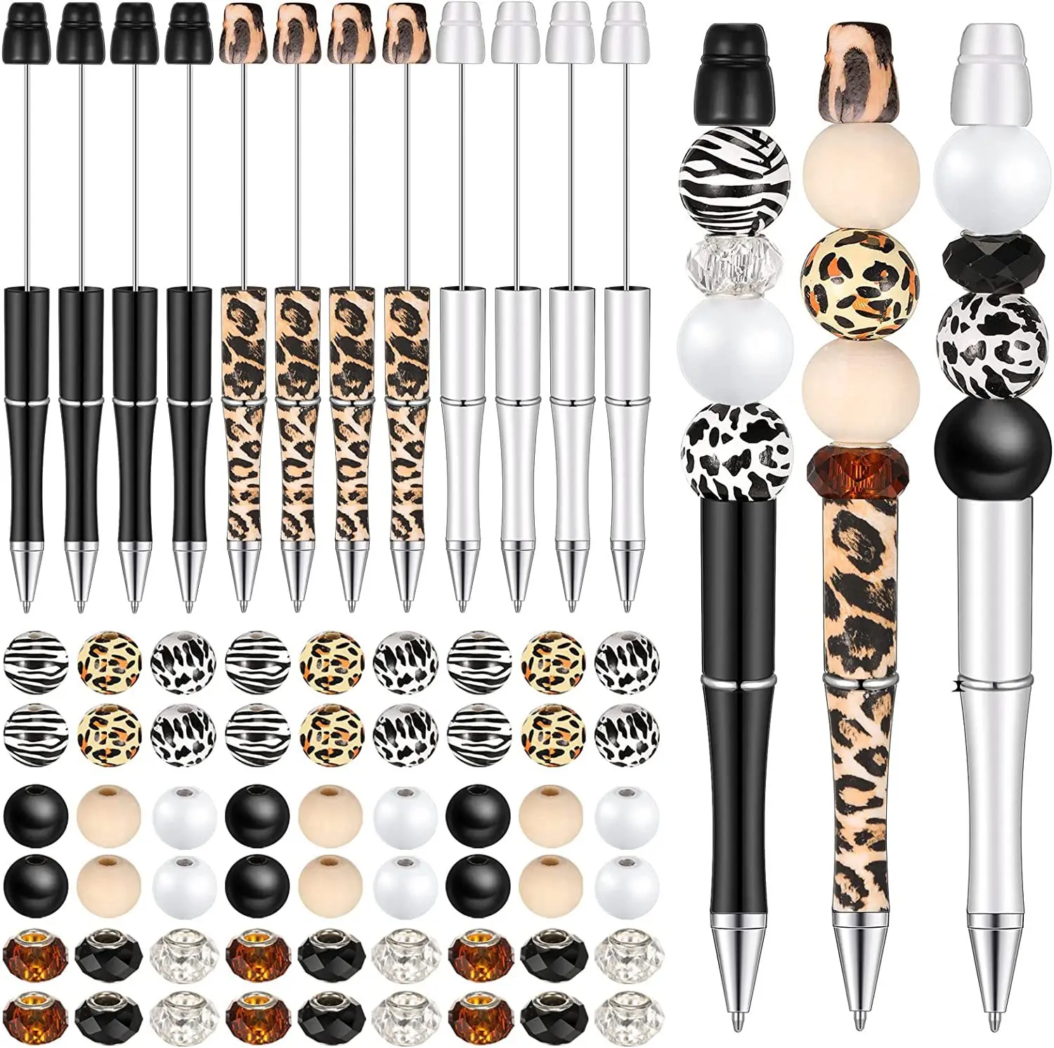 

12pcs Bead Pen Kits Beadable Pen Set Ballpoint Bead Pen DIY Material School Kids Beaded Pen Making Kits Pens