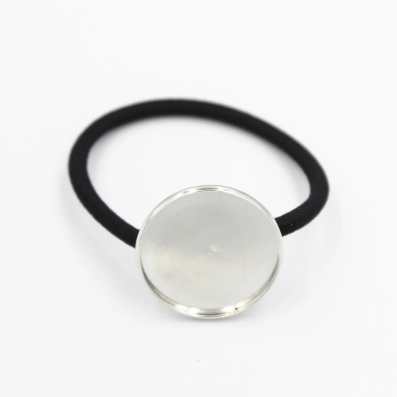 

10pcs Metal Cabochon Blank Base Elastic Cord Hair Ring Tiara Accessories For DIY Ornament Decoration Jewelry Making Finding