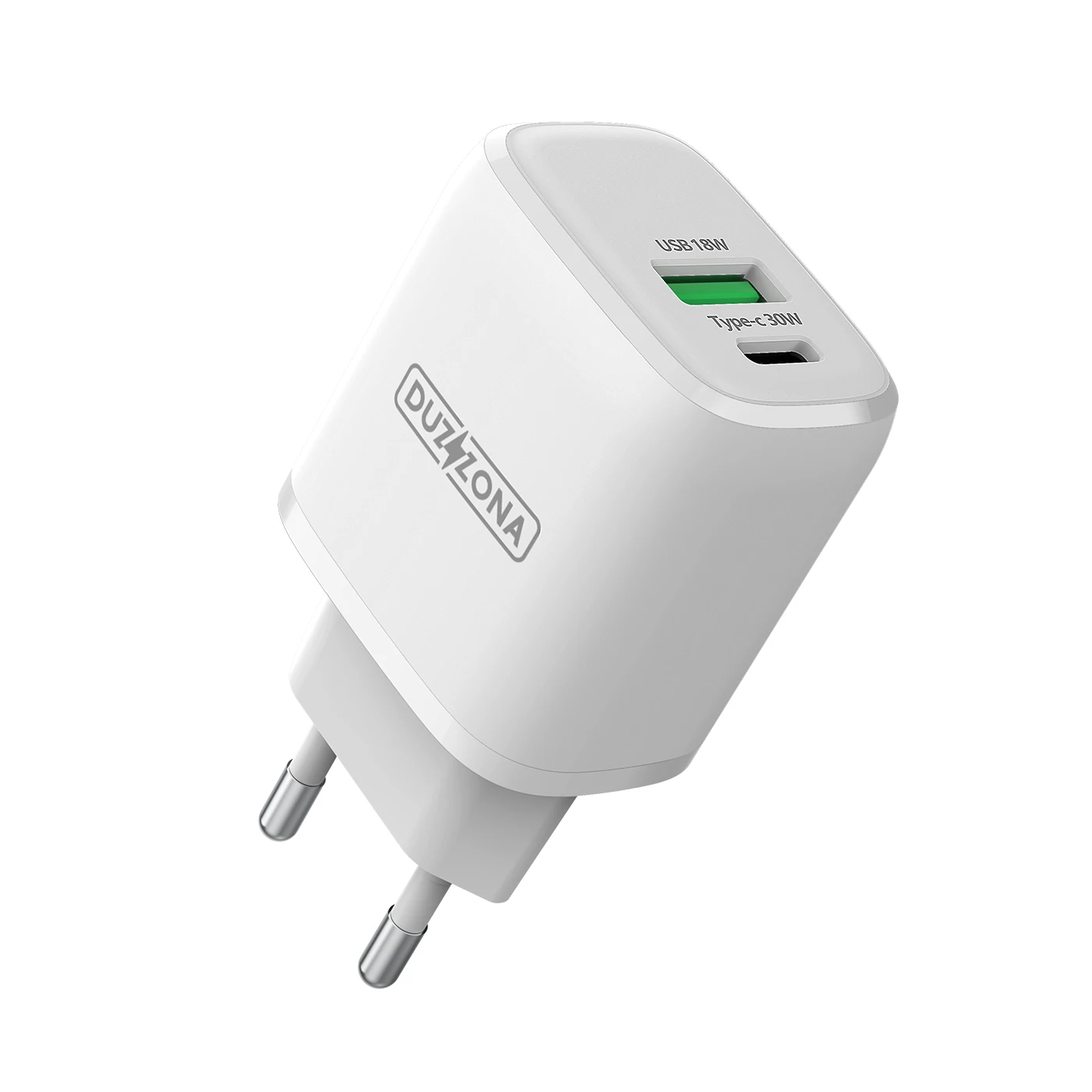 

For iOS iPhone 8-13/iPad Series/Android Tablets 30W Safe Fast Charging Wall Travel Charger EU Adapter 1 Type-C Port+1 USB-A Port