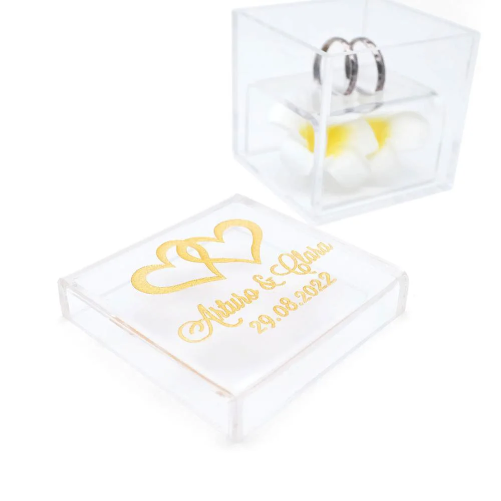 Acrylic Wedding Ring Holder Personalized Wedding Ring Bearer Box Custom Wedding Ring Box Clear Acrylic Jewelry Box