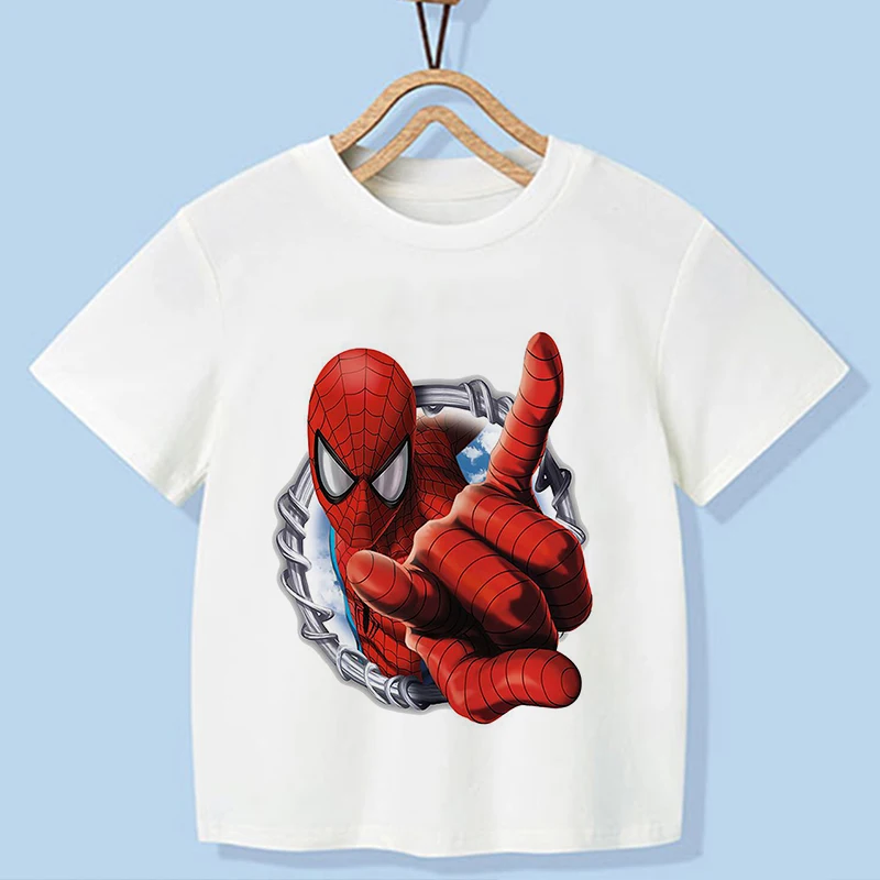 

New Disney Spiderman Kids Baby Boy Summer Clothes Cartoon 2 3 4 5 6 7 8 9 Age Marvel Boy Sets Round Neck Outdoor Super Cool Tee
