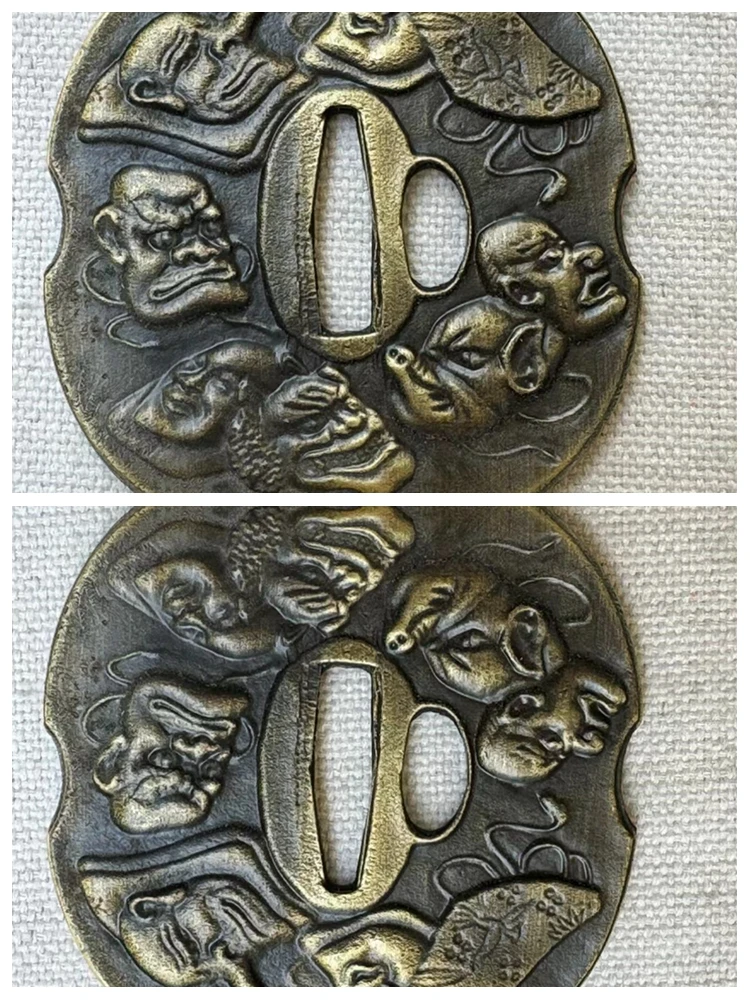 Фото Украшение дома, часть меча, защита лезвия Tsuba, семь головы монстра, использование самурая, катана, ножи, сабля №4