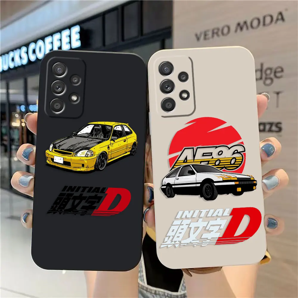 

Case For Samsung Galaxy A91 A73 A72 A71 A52 A51 A33 A31 A02S AO3S 4G 5G Colour Liquid silicone Case Japanese Anime Initial D