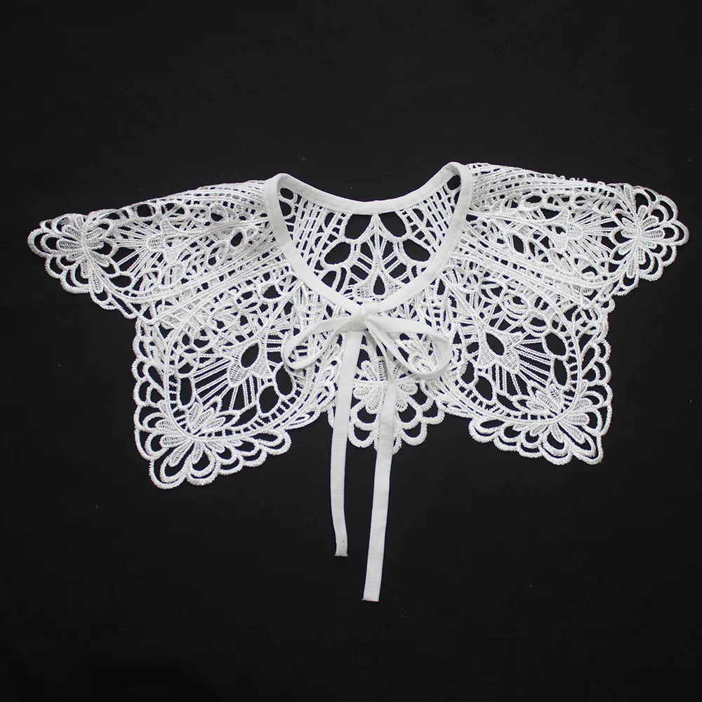

Hollow Embroidery Shirt Fake Collar Women Removable Summer Dress Blouse False Collar Big Lapel Detachable Collar Fuax Cols
