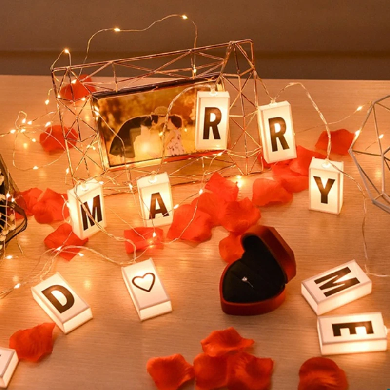 

Valentines Day LED Cotton Letter Wedding String DIY Fairy Light Girl String Light Indoor Wedding Party Garden Garland Decor
