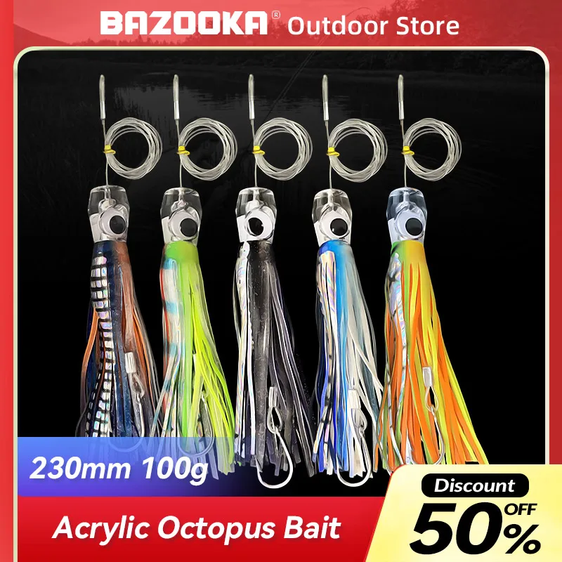 Bazooka Swim Jigs Kits Fishing Lure Octopus Squid Silicone Bait Skirts Jig Sharp Hook Ice Spinners Metal Pike Bass Winter