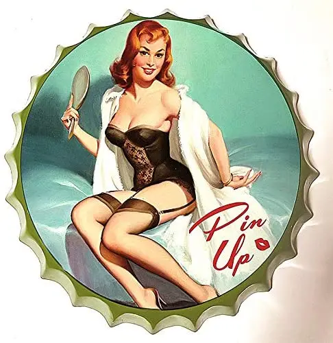 

Жестяная крышка для бутылки, металлический жестяной знак, привлекательная девушка, красивая богиня, круглые металлические знаки для дома и ...