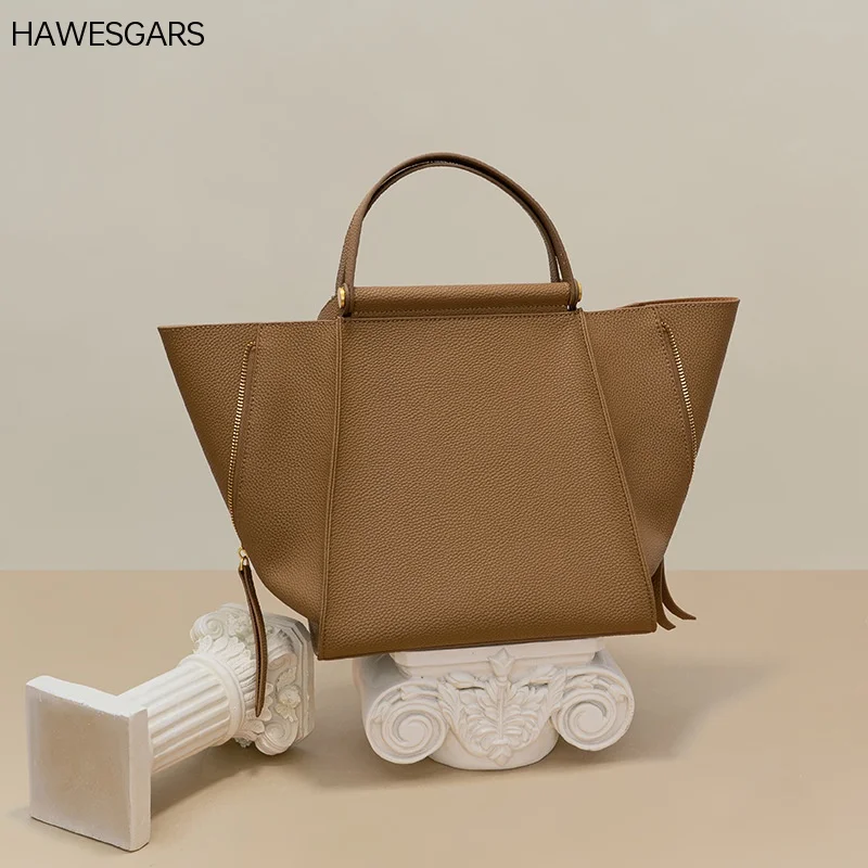 

Новая Корейская женская сумка hawescigar из натуральной кожи, высококлассная нишевая Сумка-тоут из воловьей кожи для поездок, сумка через плечо