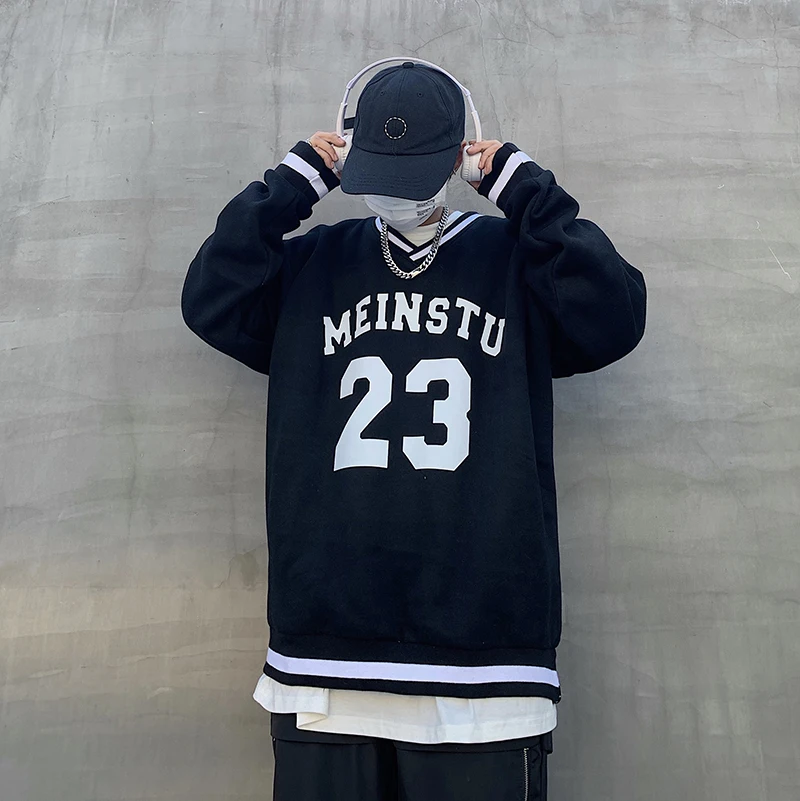 Свитшот с V-образным вырезом и надписью для мужчин женщин винтажная спортивная